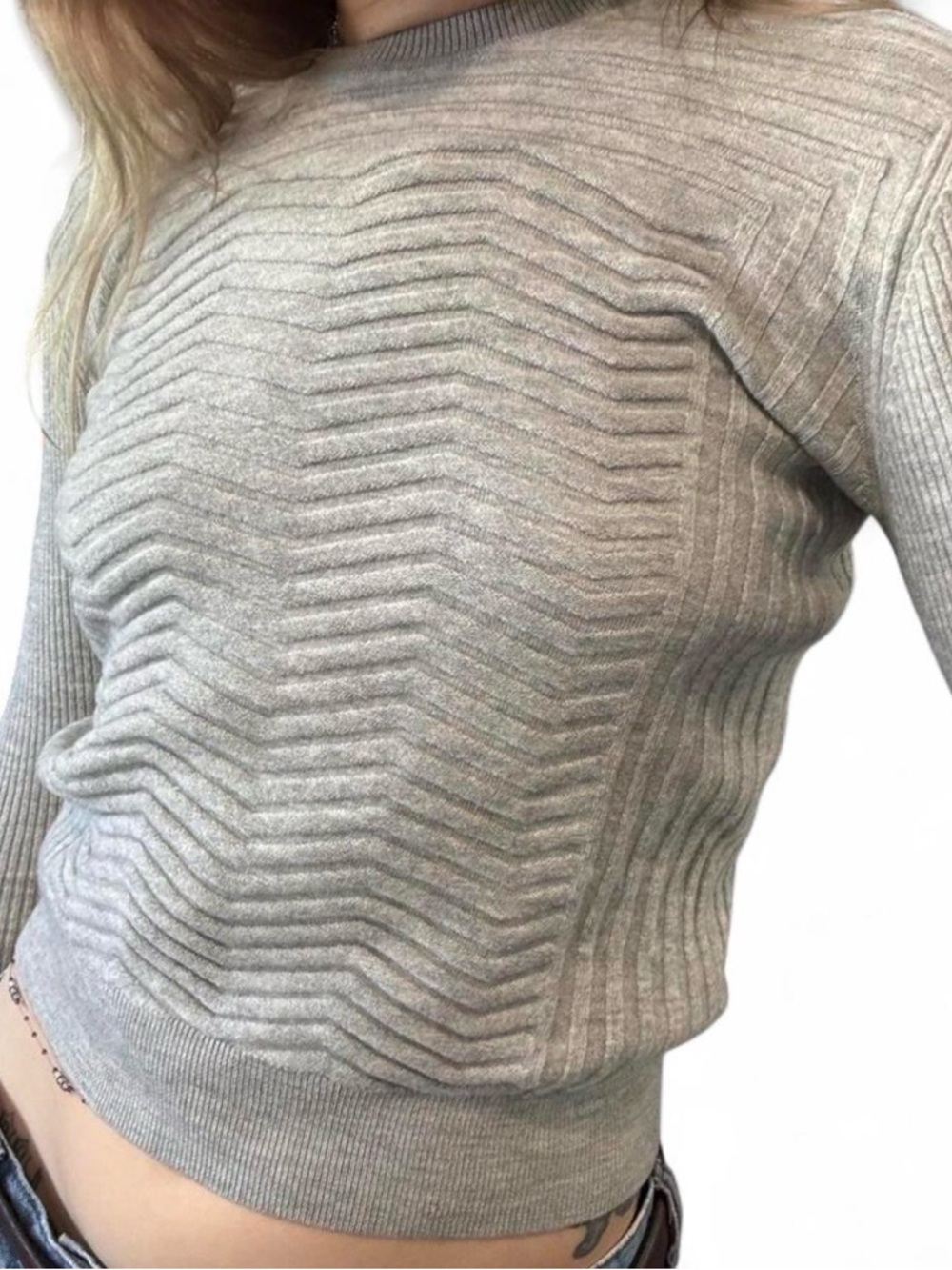 vintage helmut lang textured chevron ribbed wool sweater 🩶
